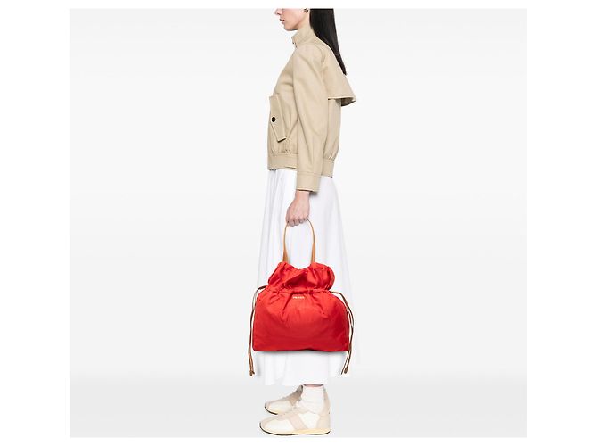 Bolso Tote Prada Tessuto Logo con cordón rojo Roja - vista 6
