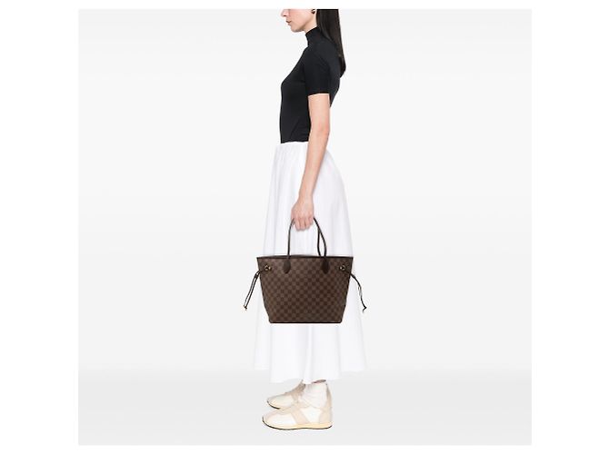 Borsa Tote Louis Vuitton Damier Ebene Neverfull MM marrone - vista 7