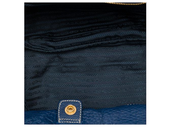 Saco Shopper Tote Prada Vitello Daino Azul - vista 4