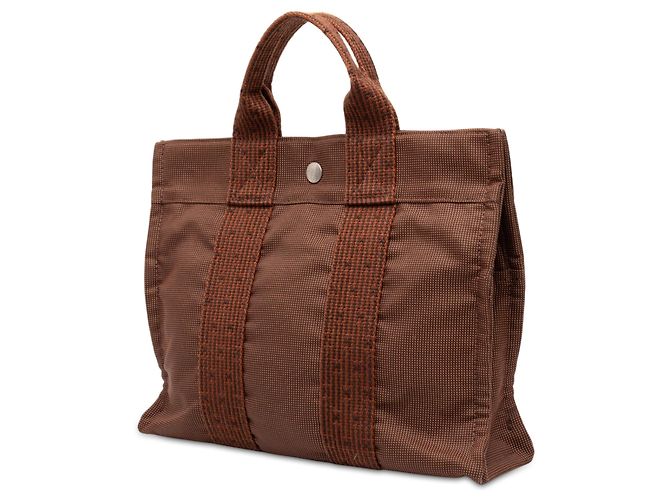 Borsa Tote Herline PM Hermès in Tela Marrone - vista 2