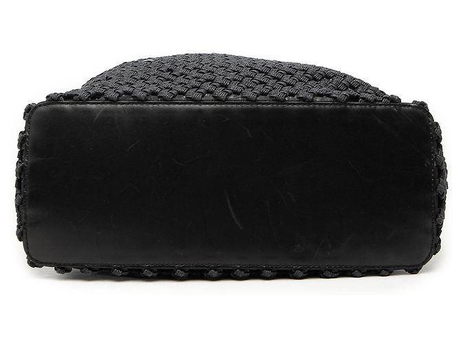 Borsa a tracolla Gucci in tela intrecciata nera Nero - vista 3