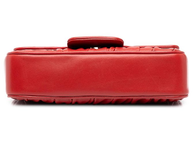 Borsa a tracolla con patta e catena Prada Nappa Gaufre rossa Rosso - vista 3