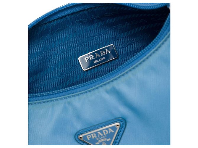 Sac à épaule Prada Mini Tessuto Re Edition 2000 Bleu - vue 5