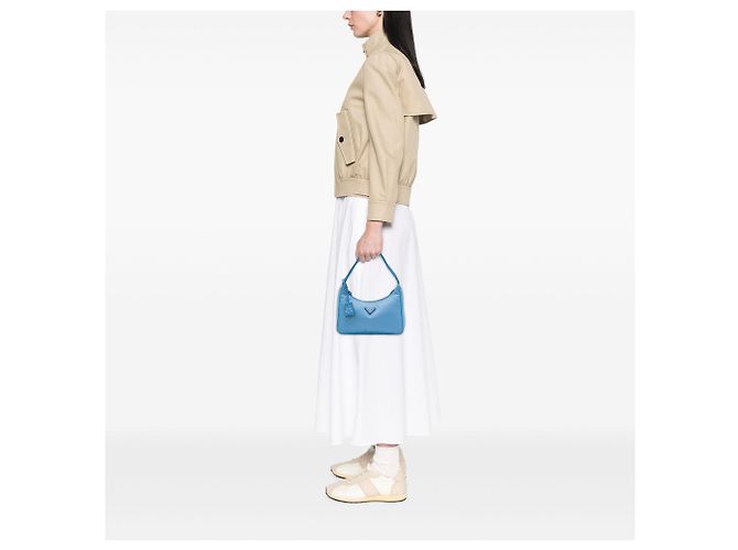 Sac à épaule Prada Mini Tessuto Re Edition 2000 Bleu - vue 6