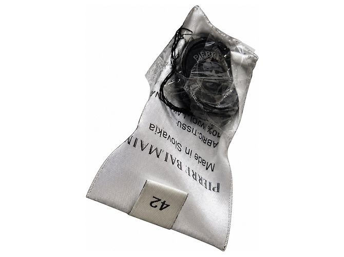 Pierre Balmain, giacca in lana perlinata con collo alto Nero - vista 10