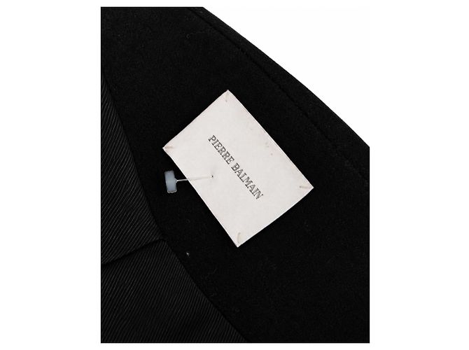 Pierre Balmain, giacca in lana perlinata con collo alto Nero - vista 5