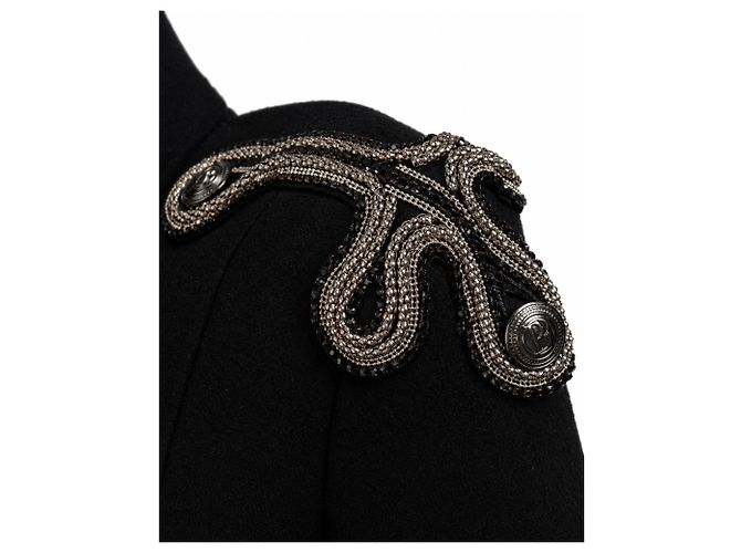 Pierre Balmain, giacca in lana perlinata con collo alto Nero - vista 9