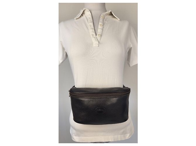 Longchamp Le Foulonne Marsupio in Pelle Martellata Nera Nero - vista 15