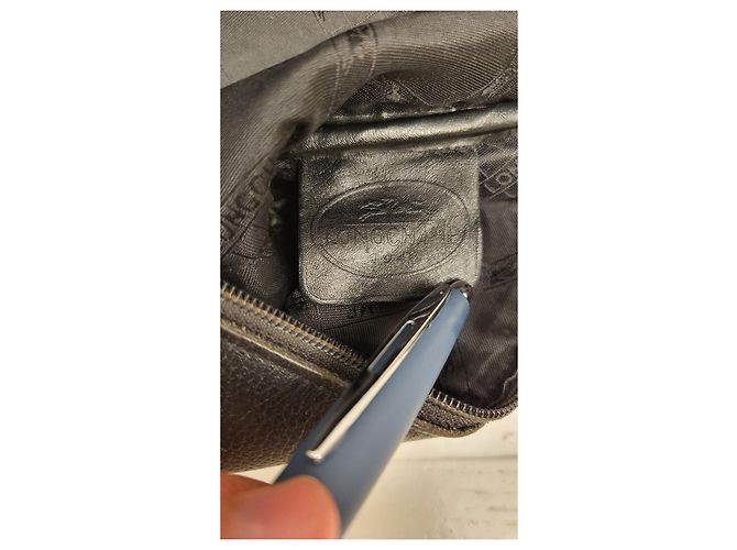 Longchamp Le Foulonne Marsupio in Pelle Martellata Nera Nero - vista 2