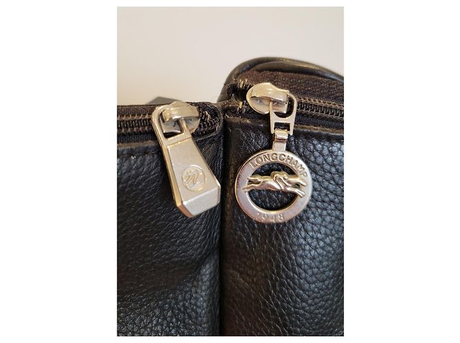 Longchamp Le Foulonne Marsupio in Pelle Martellata Nera Nero - vista 7