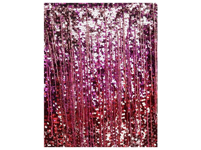Autre Marque Amen Minigonna di paillettes e frange Rosa Rosso Metallico - vista 4