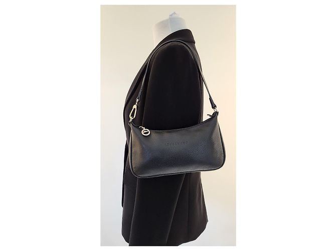 Borsa Longchamp Le Foulonne Pelle Nera Nero - vista 15