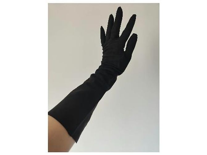 Christian Dior lange Leder-Opernhandschuhe Schwarz - Ansicht 15