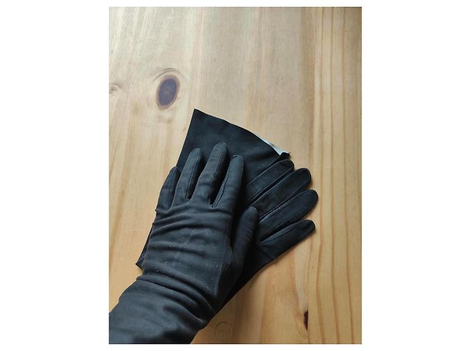 Christian Dior lange Leder-Opernhandschuhe Schwarz - Ansicht 5