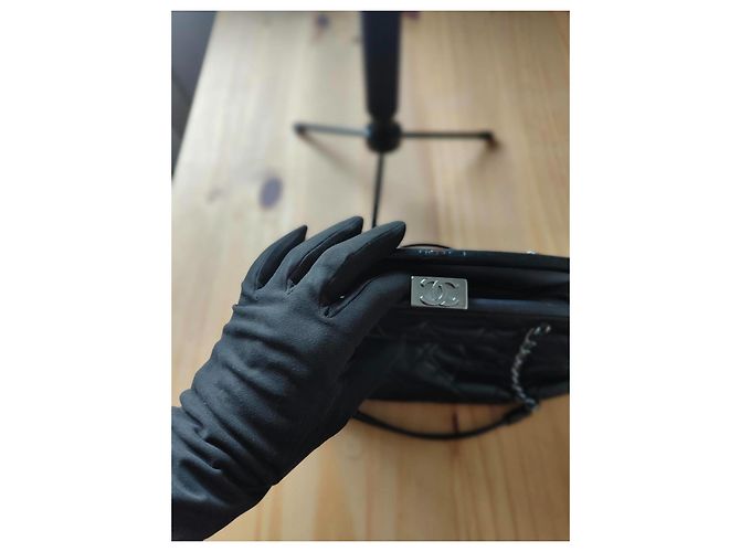 Christian Dior lange Leder-Opernhandschuhe Schwarz - Ansicht 9