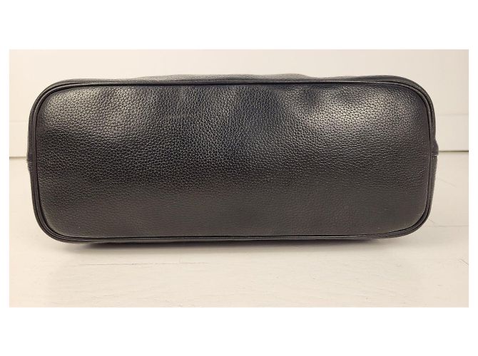 Longchamp Le Foulonne Handtasche aus schwarzem Narbenleder - Ansicht 10