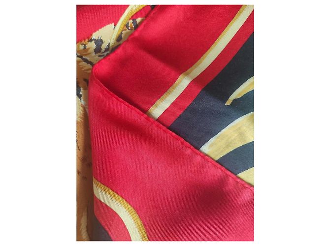 Hermès "Tigre Royal" Seidentuch Schwarz Rot Beige Golden - Ansicht 6