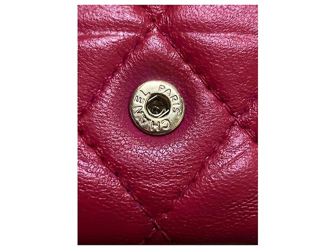 Chanel Portafoglio Classico in Pelle Matelassé Rosso - vista 10