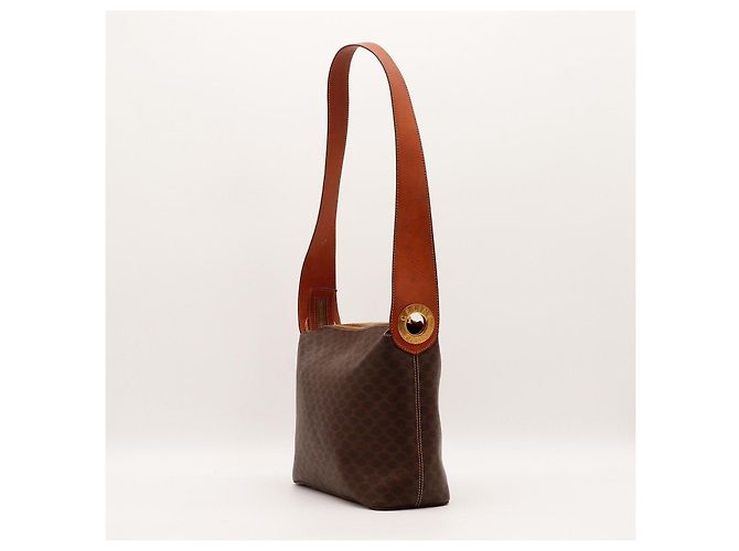 Céline Celine Macadam Canvas Shoulder Bag Brown - view 4