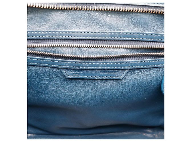 Céline Celine Mini Luggage Bolsa Couro Azul - vista 10