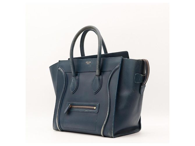 Céline Celine Mini Luggage Bolsa Couro Azul - vista 2
