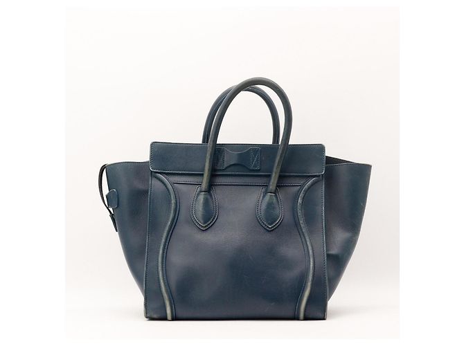 Céline Celine Mini Luggage Bolsa Couro Azul - vista 3