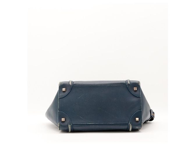 Céline Celine Mini Luggage Bolsa Couro Azul - vista 5