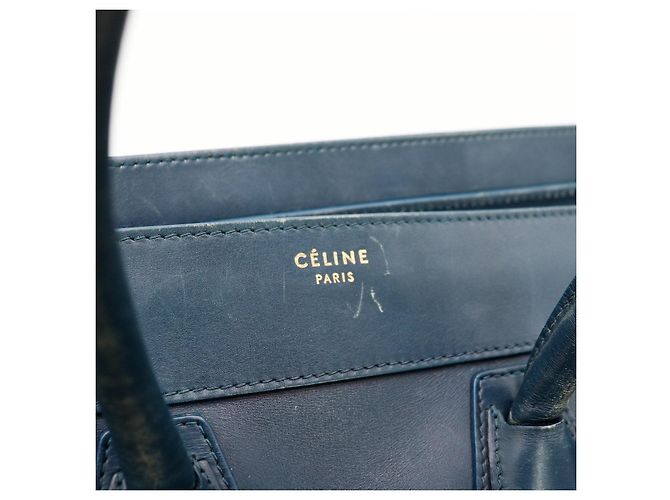 Céline Celine Mini Luggage Bolsa Couro Azul - vista 6