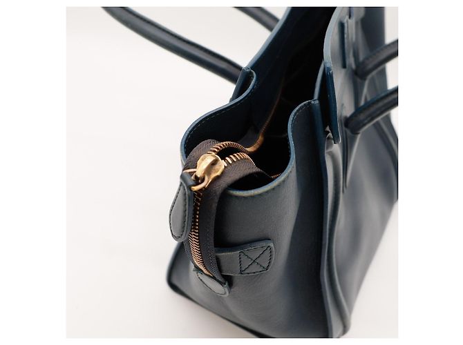 Céline Celine Mini Luggage Bolsa Couro Azul - vista 8