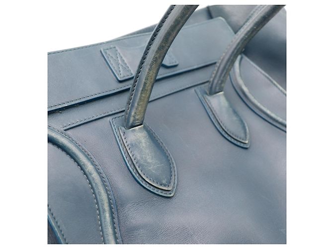 Céline Celine Mini Luggage Bolsa Couro Azul - vista 9