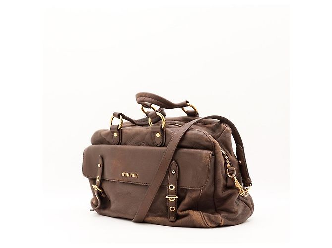 Miu Miu Bolso Satchel de cuero marrón Castaño - vista 2