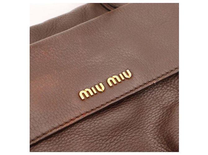 Miu Miu Bolso Satchel de cuero marrón Castaño - vista 6