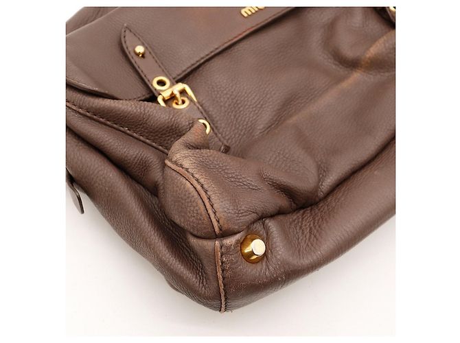 Miu Miu Bolso Satchel de cuero marrón Castaño - vista 7