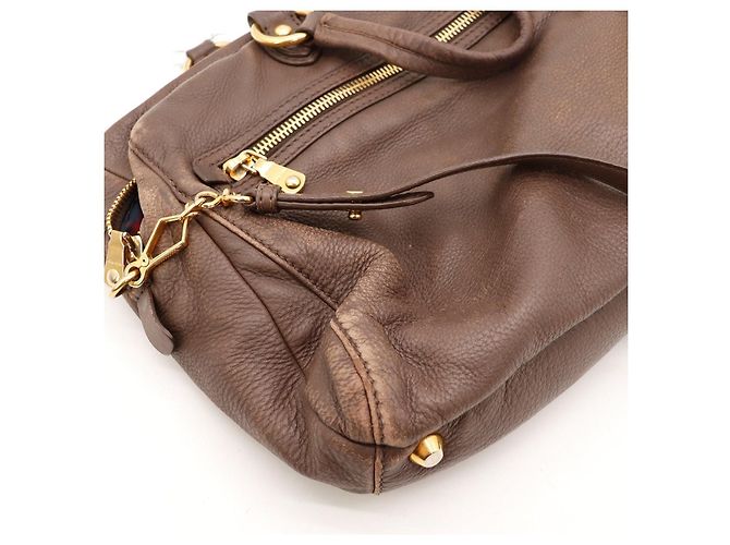 Miu Miu Bolso Satchel de cuero marrón Castaño - vista 8