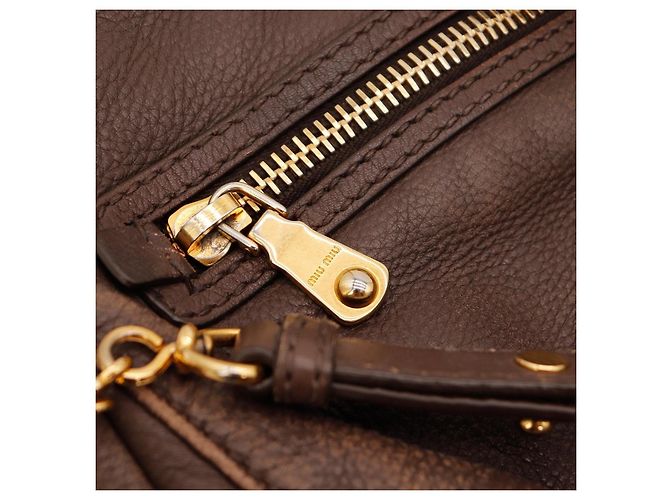 Miu Miu Bolso Satchel de cuero marrón Castaño - vista 9