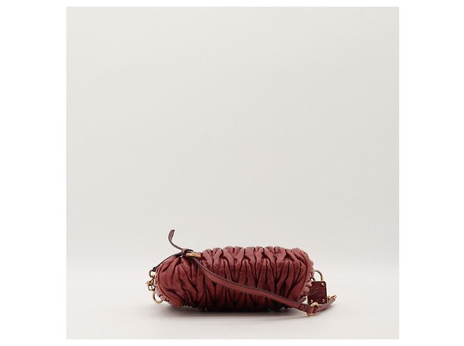 Miu Miu Borsa a spalla Matelassé in pelle rossa Bordò - vista 5