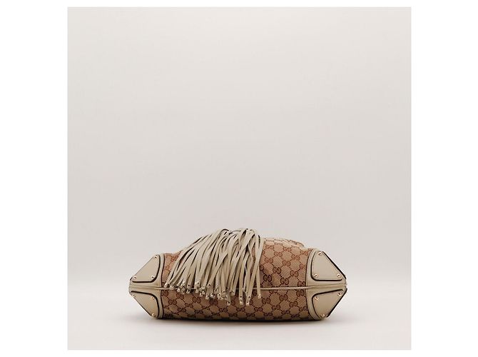 Bamboo Gucci Borsa Hobo Monogram GG con Nappine in Bambù Marrone Beige - vista 5