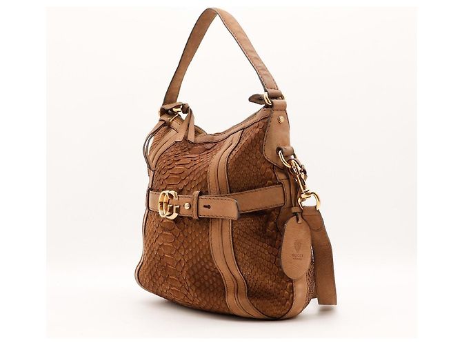 Borsa Hobo Gucci Jackie in pelle di pitone Marrone - vista 2