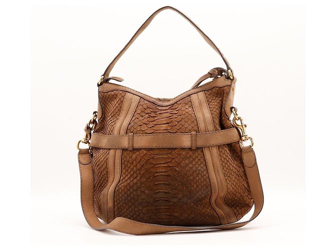 Borsa Hobo Gucci Jackie in pelle di pitone Marrone - vista 3