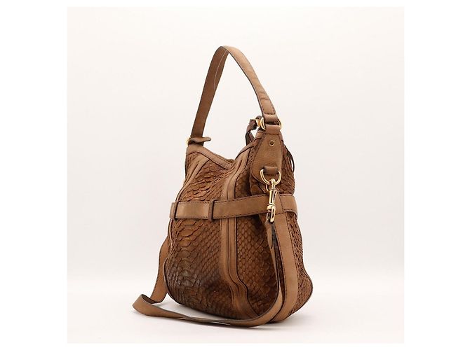Borsa Hobo Gucci Jackie in pelle di pitone Marrone - vista 4