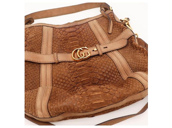 Borsa Hobo Gucci Jackie in pelle di pitone Marrone - vista 6