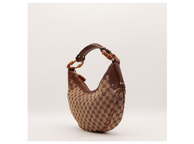 Gucci Monogram Bamboo Hobo-Bag Braun Beige - Ansicht 2