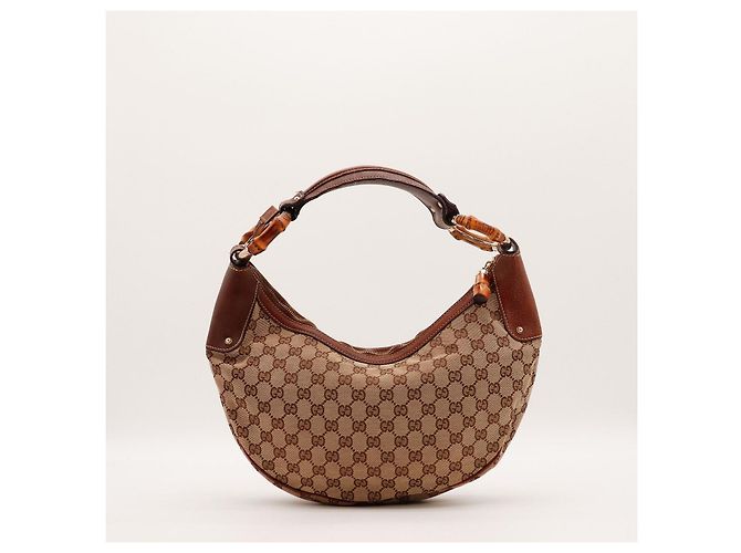 Gucci Monogram Bamboo Hobo-Bag Braun Beige - Ansicht 3