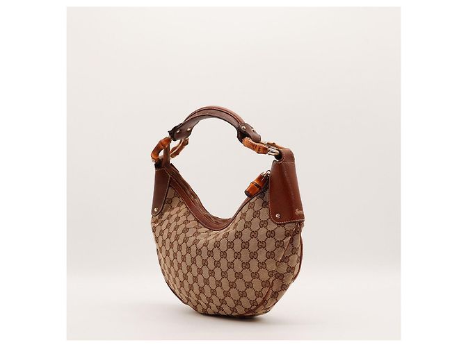 Gucci Monogram Bamboo Hobo-Bag Braun Beige - Ansicht 4