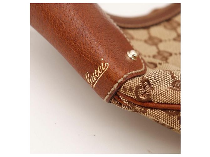 Gucci Monogram Bamboo Hobo-Bag Braun Beige - Ansicht 8
