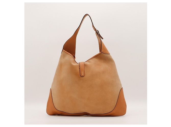 Borsa Hobo Gucci in camoscio e pelle con borchie Marrone - vista 3