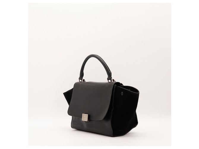 Céline Celine Borsa Trapeze Pelle Nera e Camoscio Nero - vista 2