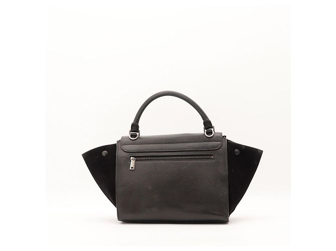 Céline Celine Borsa Trapeze Pelle Nera e Camoscio Nero - vista 3