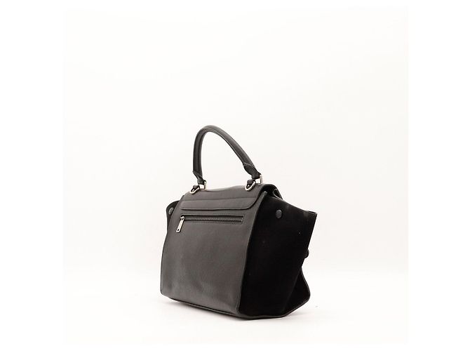 Céline Celine Borsa Trapeze Pelle Nera e Camoscio Nero - vista 4