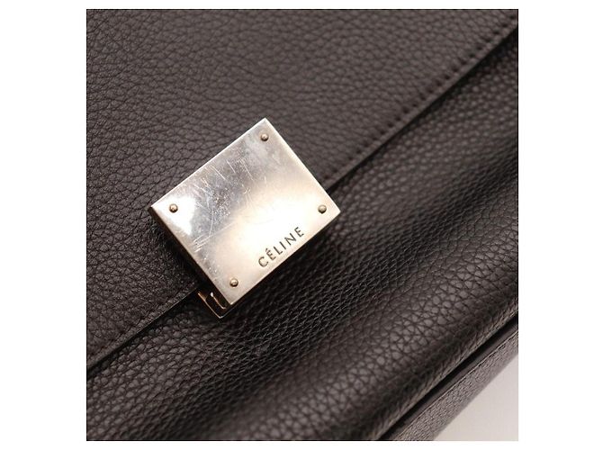 Céline Celine Borsa Trapeze Pelle Nera e Camoscio Nero - vista 6